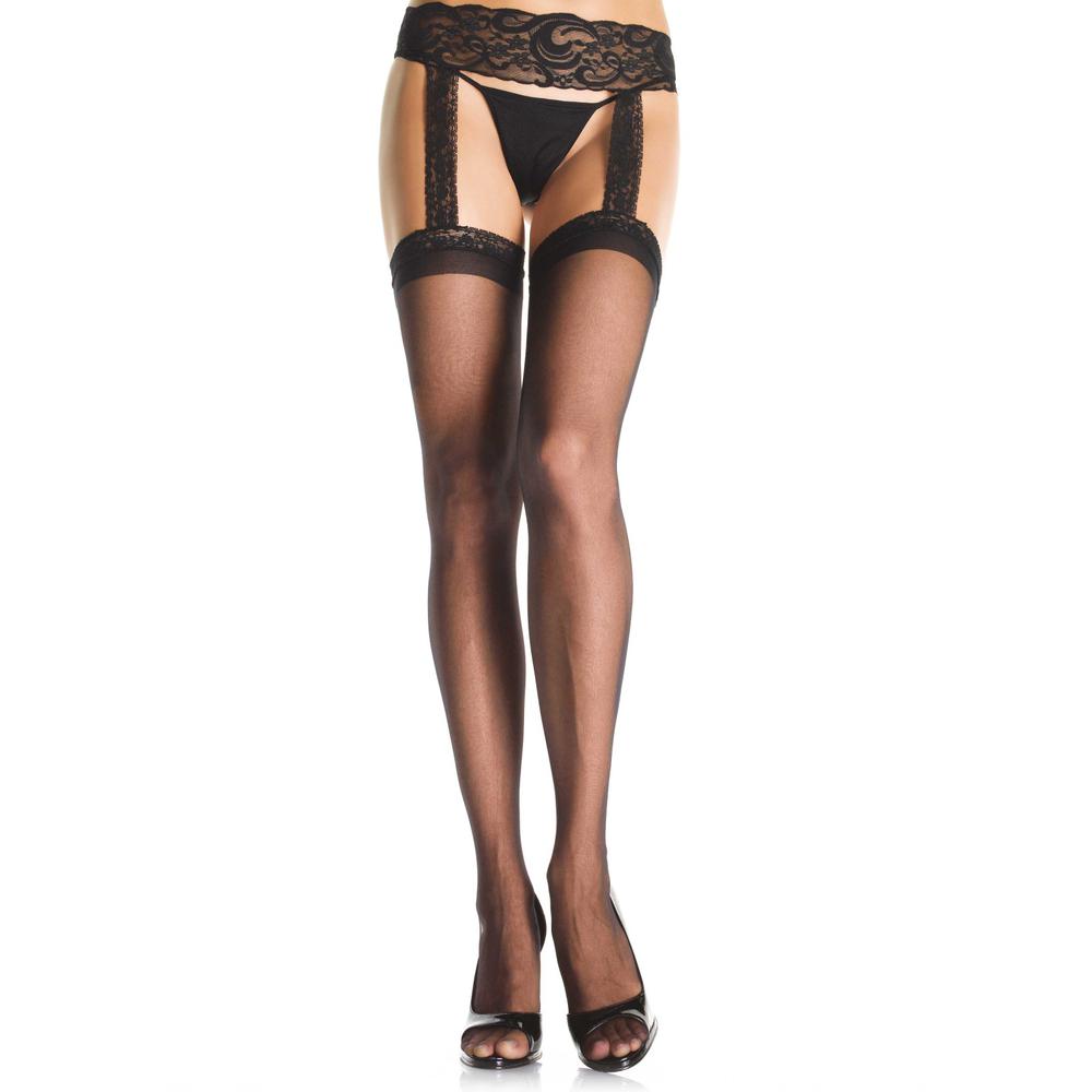 Leg Avenue - Sheer Strümpfe und Strumpfgürtelset - Schwarz